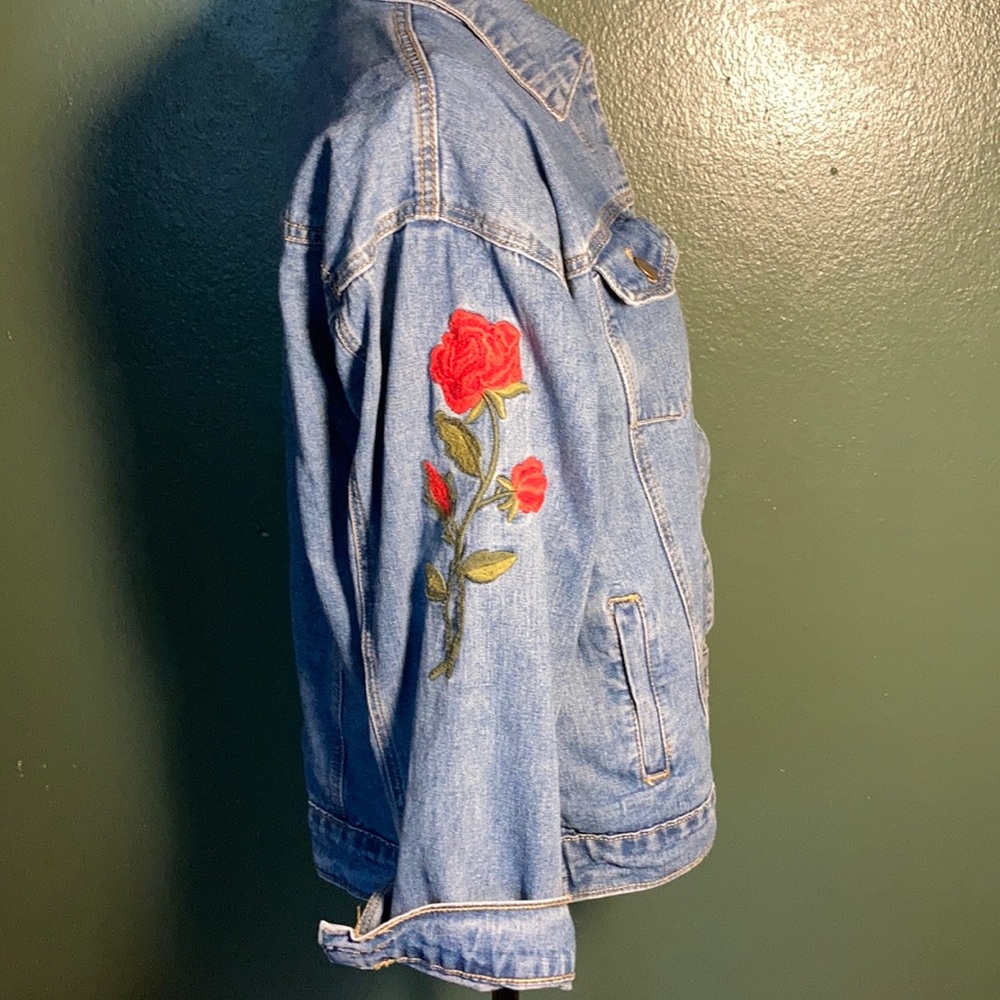 Rose Embroidered Denim Jacket